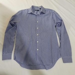 Theory button up shirt blue gingham long sleeve M